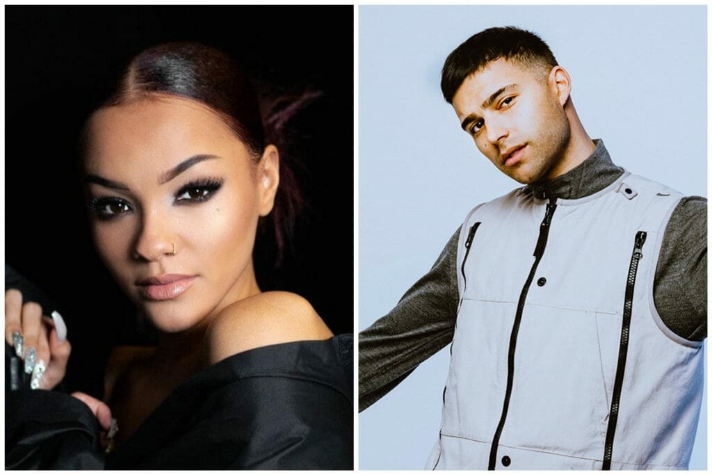 Two pictures of a couple.