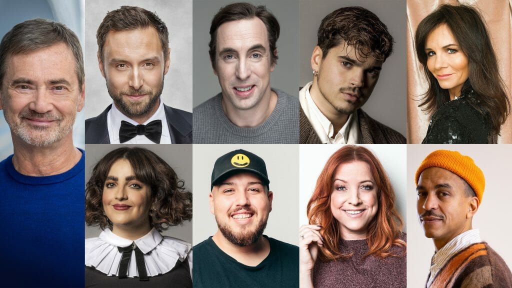 A collage of people with diverse facial expressions.