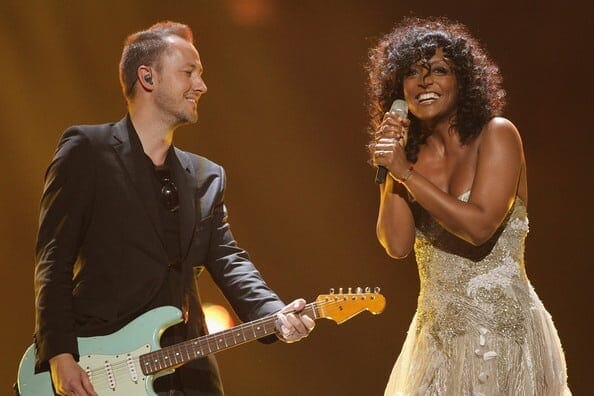 Whitney Houston and Willie Nelson perform at the Eurovision Song Contest.